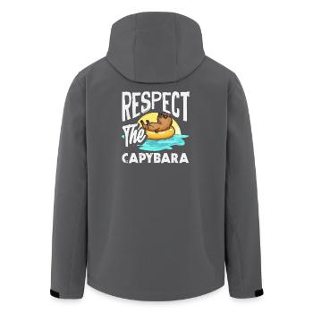 Respect for the Capybaras Cute Funny Animal - Men’s Recycled Softshell Jacket by Stanley/Stella - black - Back - AI Model Male 185 light (185cm)