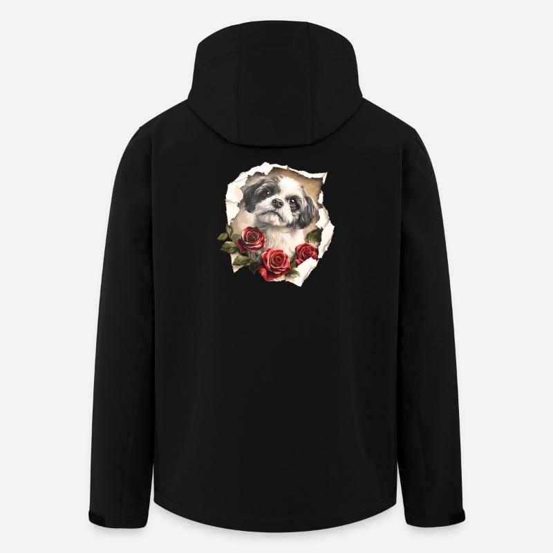 Shih Tzu med rosor - Softshelljacka herr i återvunnen polyester Stanley/Stella - svart
