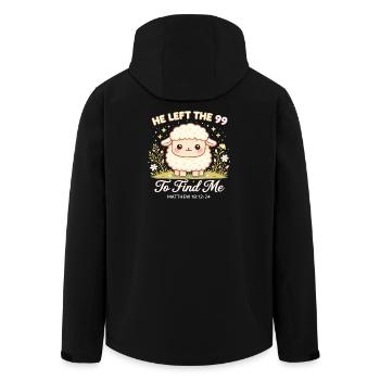 Lammmotiv: Er suchte mich Bibelvers Schaf - Recycelte Männer Softshell-Jacke von Stanley/Stella - Schwarz - Hinten - AI Model Male 185 light (185cm)