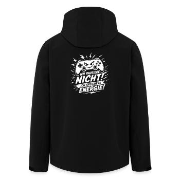Ich pausiere nicht ich speichere Energie - Recycelte Männer Softshell-Jacke von Stanley/Stella - Schwarz - Hinten - AI Model Male 185 light (185cm)
