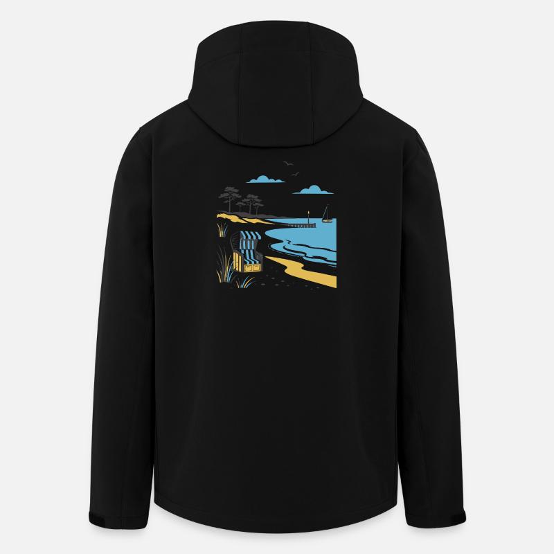 Idylle côtier : chaise longue et dune - Veste softshell homme en polyester recyclé Stanley/Stella - noir