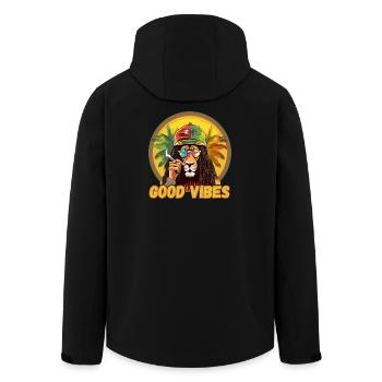 Rasta Lion Good Vibes - Recycelte Männer Softshell-Jacke von Stanley/Stella - Schwarz - Hinten - AI Model Male 185 light (185cm)