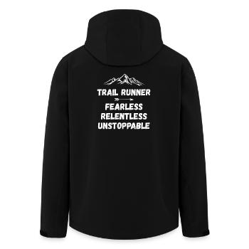 Trail Runner - Furchtlos. Unerbittlich. Unaufhaltsam. - Recycelte Männer Softshell-Jacke von Stanley/Stella - Schwarz - Hinten - AI Model Male 185 light (185cm)