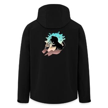 Kawaii Cat with Bubble Tea Cute Sweet Kitty - Men’s Recycled Softshell Jacket by Stanley/Stella - black - Back - AI Model Male 185 light (185cm)