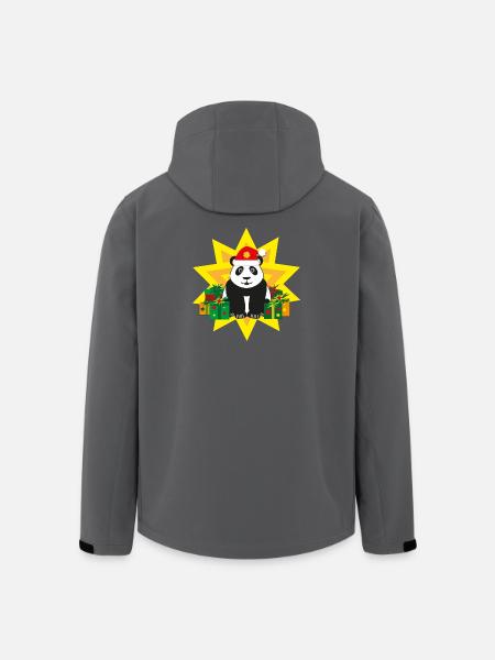 Panda mit Weihnachtsmütze und Stern. - Recycelte Männer Softshell-Jacke von Stanley/Stella - Schwarz