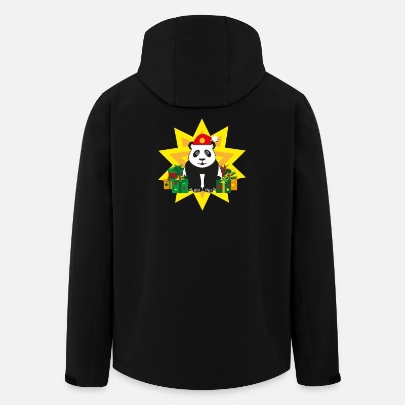 Panda mit Weihnachtsmütze und Stern. - Recycelte Männer Softshell-Jacke von Stanley/Stella - Schwarz