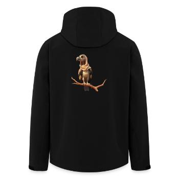 A bird with style and a touch of mystery - Men’s Recycled Softshell Jacket by Stanley/Stella - black - Back - AI Model Male 185 light (185cm)