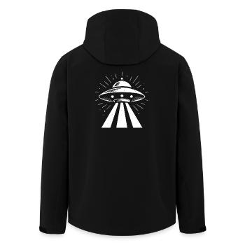 Minimalistische UFO Alien fliegende Untertasse Sil - Recycelte Männer Softshell-Jacke von Stanley/Stella - Schwarz - Hinten - AI Model Male 185 light (185cm)