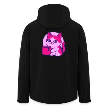 Chat de café mignon - Veste softshell homme en polyester recyclé Stanley/Stella - noir - Dos - AI Model Male 185 light (185cm)