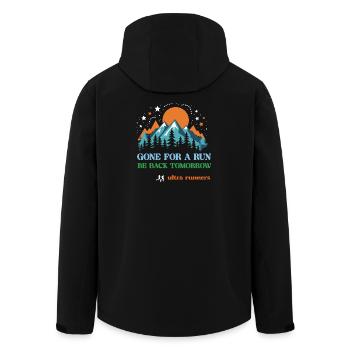 Zum Laufen gegangen – Bin morgen wieder da – Ultraläufer - Recycelte Männer Softshell-Jacke von Stanley/Stella - Schwarz - Hinten - AI Model Male 185 light (185cm)