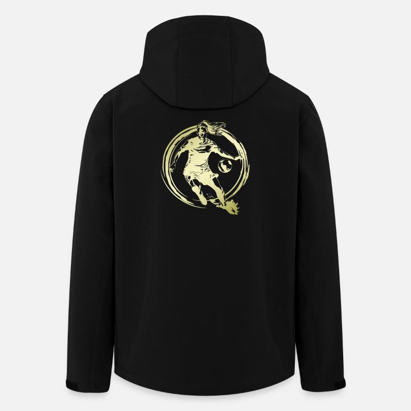 Silhouette d’une joueuse de football - Veste softshell homme en polyester recyclé Stanley/Stella - noir
