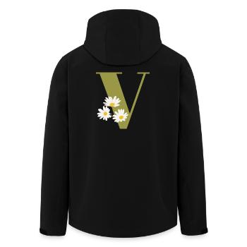 Letter v green daisies - Men’s Recycled Softshell Jacket by Stanley/Stella - black - Back - AI Model Male 185 light (185cm)