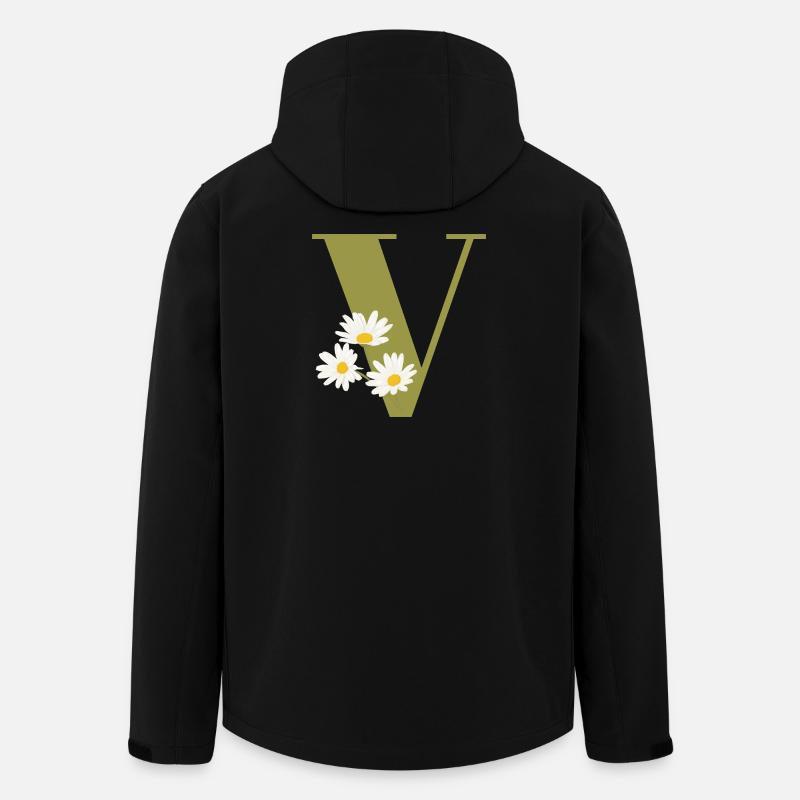 Buchstabe v grüne Gänseblümchen - Recycelte Männer Softshell-Jacke von Stanley/Stella - Schwarz