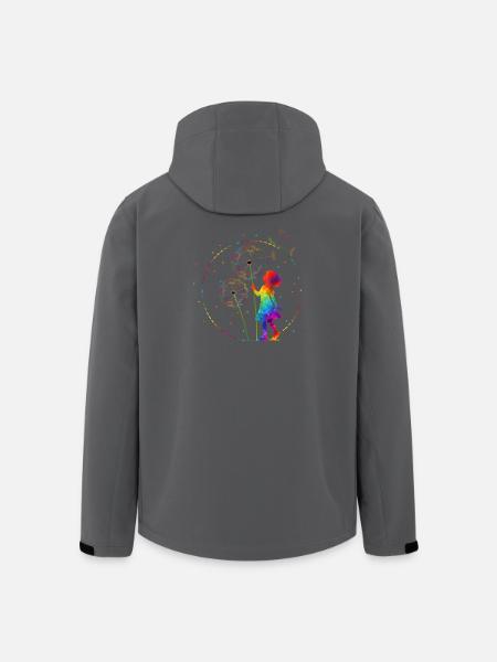 Regenbogen Mädchen mit Pusteblume - Recycelte Männer Softshell-Jacke von Stanley/Stella - Schwarz