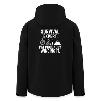 Survival Expert – Probably Improvised - Men’s Recycled Softshell Jacket by Stanley/Stella - black - Back - AI Model Male 185 light (185cm)