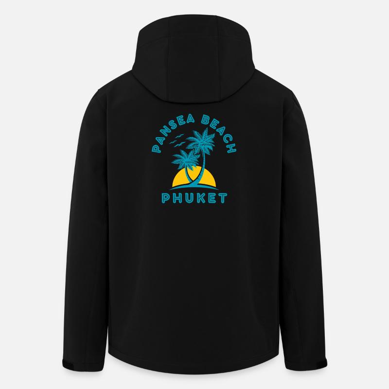 Phuket Beach Palmen Sonnenuntergang - Recycelte Männer Softshell-Jacke von Stanley/Stella - Schwarz