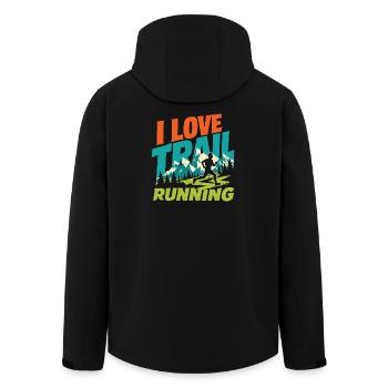 Ich liebe Trailrunning - Recycelte Männer Softshell-Jacke von Stanley/Stella - Schwarz - Hinten - AI Model Male 185 light (185cm)