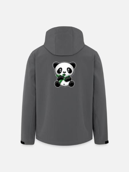 Panda with bamboo - Men’s Recycled Softshell Jacket by Stanley/Stella - black
