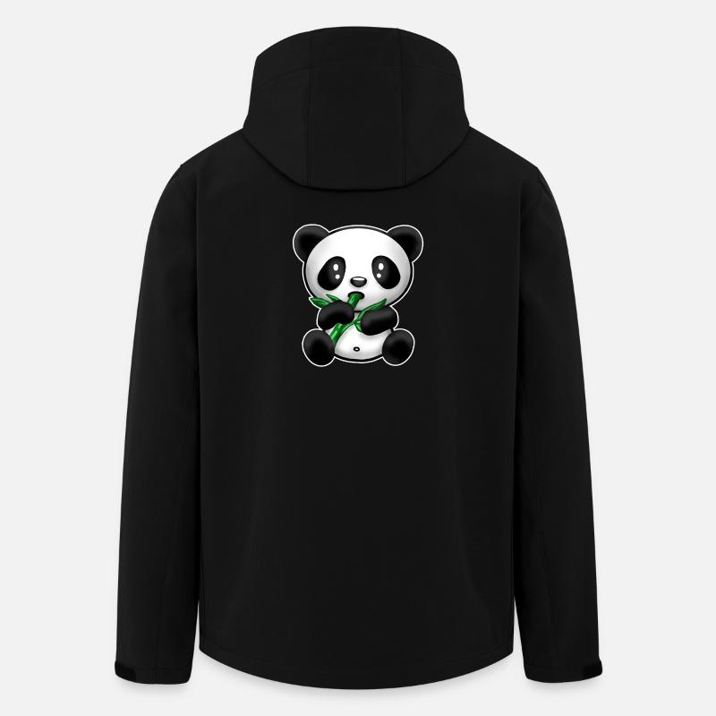 Panda mit Bambus - Recycelte Männer Softshell-Jacke von Stanley/Stella - Schwarz