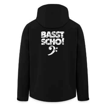 BASST SCHO! Bass Spruch Bassisten (Vintage Weiß) - Recycelte Männer Softshell-Jacke von Stanley/Stella - Schwarz - Hinten - AI Model Male 185 light (185cm)