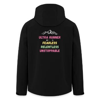 Ultra Runnner - Furchtlos. Unerbittlich. Unaufhaltsam. - Recycelte Männer Softshell-Jacke von Stanley/Stella - Schwarz - Hinten - AI Model Male 185 light (185cm)