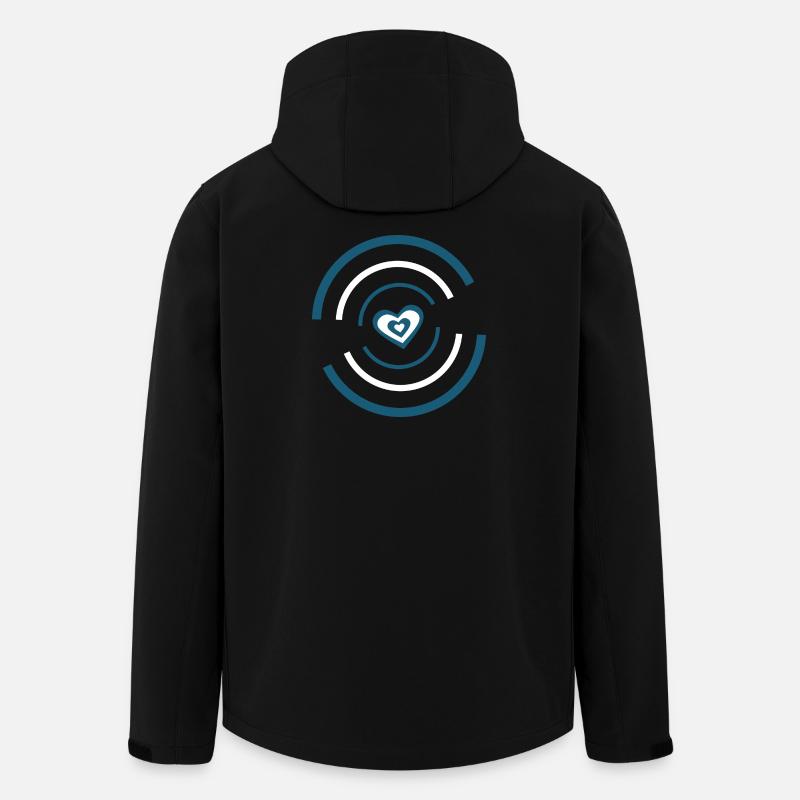 Coeur bleu Saint-Valentin - Veste softshell homme en polyester recyclé Stanley/Stella - noir