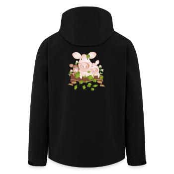 Trois cochons chanceux avec des trèfles à quatre feuilles - Veste softshell homme en polyester recyclé Stanley/Stella - noir - Dos - AI Model Male 185 light (185cm)