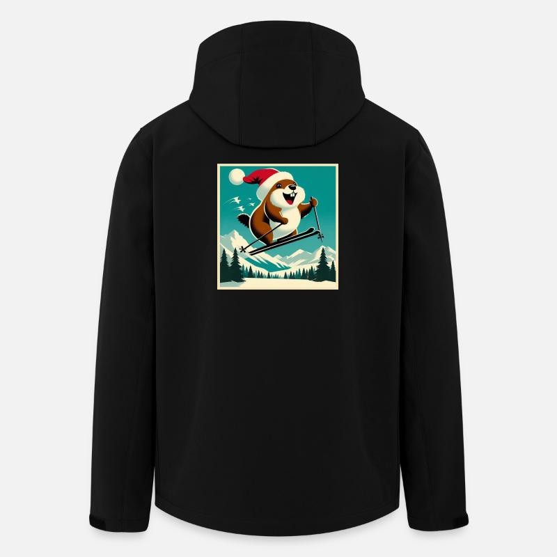 Marmotte Ski Affiche Vintage - Veste softshell homme en polyester recyclé Stanley/Stella - noir