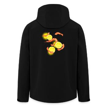Garnelen oder Shrimps mit Zitronen Scheiben - Recycelte Männer Softshell-Jacke von Stanley/Stella - Schwarz - Hinten - AI Model Male 185 light (185cm)