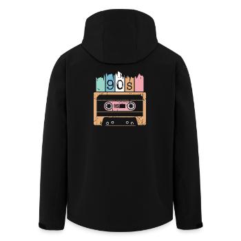 Kassette Musik 90s 1990er used look Klassiker Logo - Recycelte Männer Softshell-Jacke von Stanley/Stella - Schwarz - Hinten - AI Model Male 185 light (185cm)