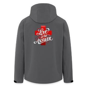 Love is the answer Lettering - Men’s Recycled Softshell Jacket by Stanley/Stella - anthracite - Back - AI Model Male 185 light (185cm)