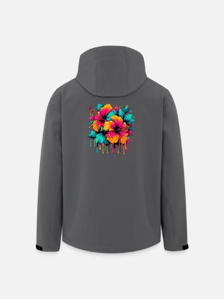 Hibiscus Flowers - Men’s Recycled Softshell Jacket by Stanley/Stella - black