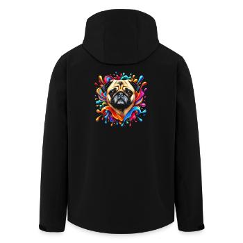 Süßer Mops mit bunten Farbklecksen - Recycelte Männer Softshell-Jacke von Stanley/Stella - Schwarz - Hinten - AI Model Male 185 light (185cm)