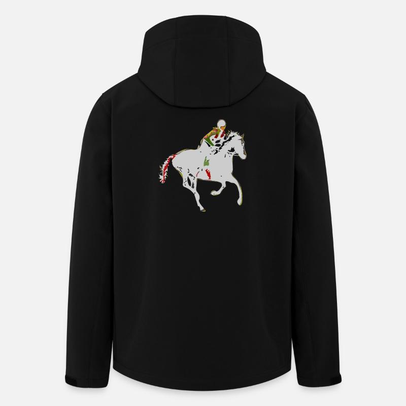 Eventyrligt ridemotiv - Stanley/Stella herre softshelljakke i genanvendt polyester - sort