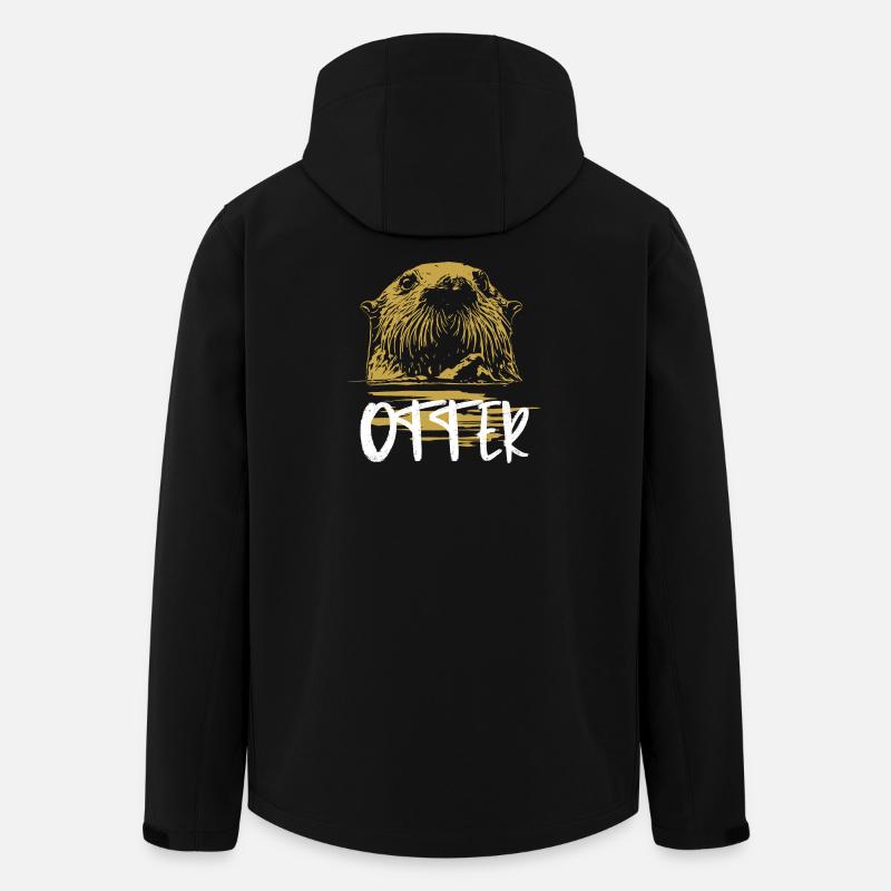 Modern calligraphy otter illustration - Men’s Recycled Softshell Jacket by Stanley/Stella - black