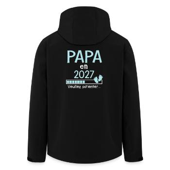 Papa en 2027 Cadeau Futur père - Veste softshell homme en polyester recyclé Stanley/Stella - noir - Dos - AI Model Male 185 light (185cm)