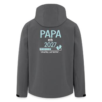 Papa en 2027 Cadeau Futur père - Veste softshell homme en polyester recyclé Stanley/Stella - charbon - Dos - AI Model Male 185 light (185cm)