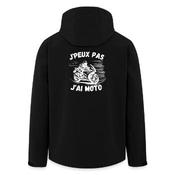 Motard, J’peux Pas J’ai Moto - Veste softshell homme en polyester recyclé Stanley/Stella - noir - Dos - AI Model Male 185 light (185cm)