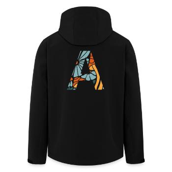 Groovy flower letter gift idea - Men’s Recycled Softshell Jacket by Stanley/Stella - black - Back - AI Model Male 185 light (185cm)