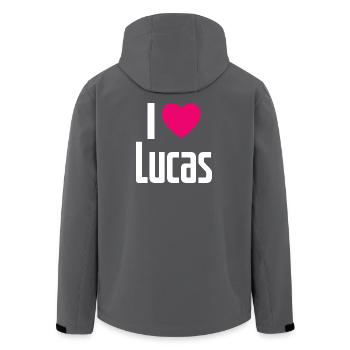 I Love Lucas Pinkes Herz Ich liebe Lucas - Recycelte Männer Softshell-Jacke von Stanley/Stella - Anthrazit - Hinten - AI Model Male 185 light (185cm)