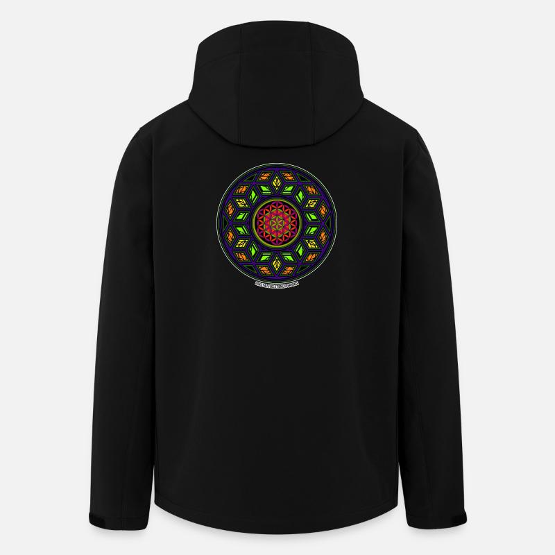 Fractal Evolution Festivalwear Mandala Kaléidoscope - Veste softshell homme en polyester recyclé Stanley/Stella - noir