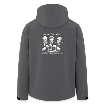 Soirée Pub des Philosophes : Socrate Aristote Platon - Veste softshell homme en polyester recyclé Stanley/Stella - charbon - Dos - AI Model Male 185 light (185cm)