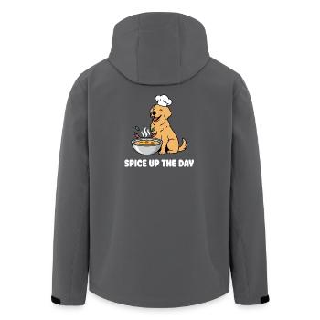 Kochhund mit Suppe Würze den Tag - Recycelte Männer Softshell-Jacke von Stanley/Stella - Anthrazit - Hinten - AI Model Male 185 light (185cm)