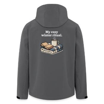 My Cozy Winter Ritual Book Coffee Blankets Gift - Men’s Recycled Softshell Jacket by Stanley/Stella - anthracite - Back - AI Model Male 185 light (185cm)