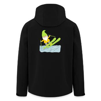 Zwerg fährt Ski, alter Skihase, Gelb, Grün - Recycelte Männer Softshell-Jacke von Stanley/Stella - Schwarz - Hinten - AI Model Male 185 light (185cm)