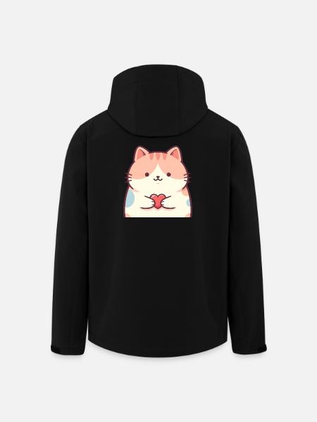 Kuschelkätzchen Herz Cartoon Katze - Recycelte Männer Softshell-Jacke von Stanley/Stella - Schwarz