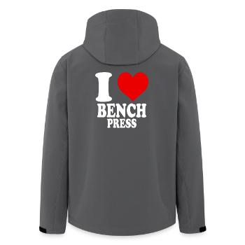 I Love Bench Press Gym Bodybuilding Fitness - Men’s Recycled Softshell Jacket by Stanley/Stella - black - Back - AI Model Male 185 light (185cm)
