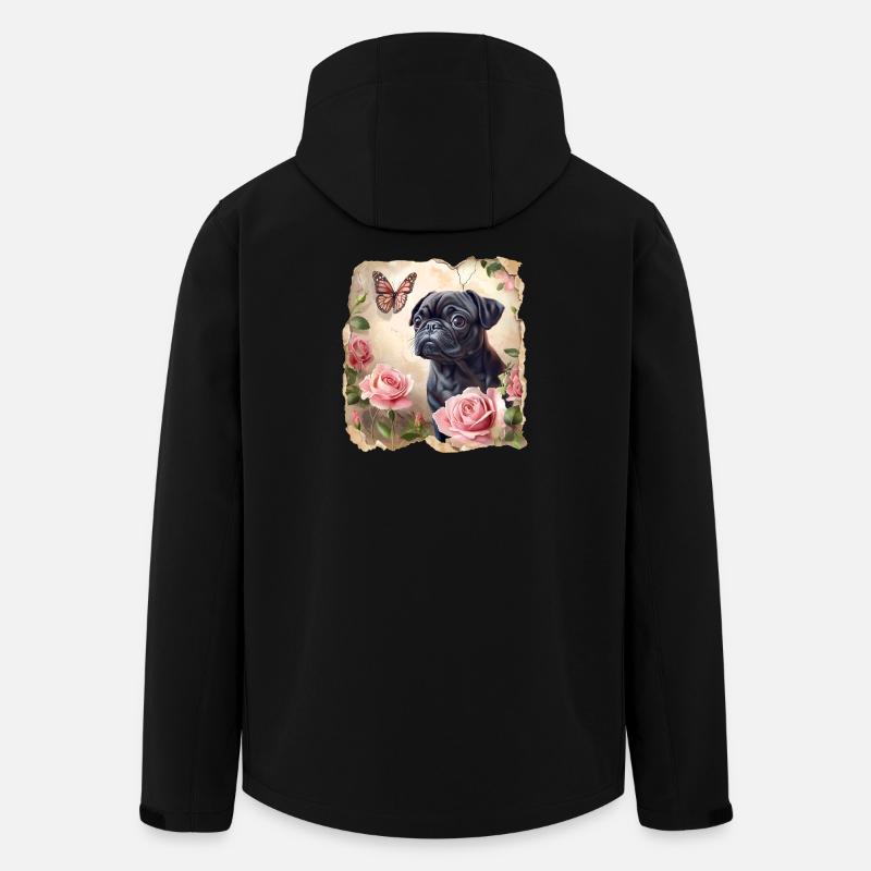 Schwarzer Mops mit Schmetterling - Recycelte Männer Softshell-Jacke von Stanley/Stella - Schwarz