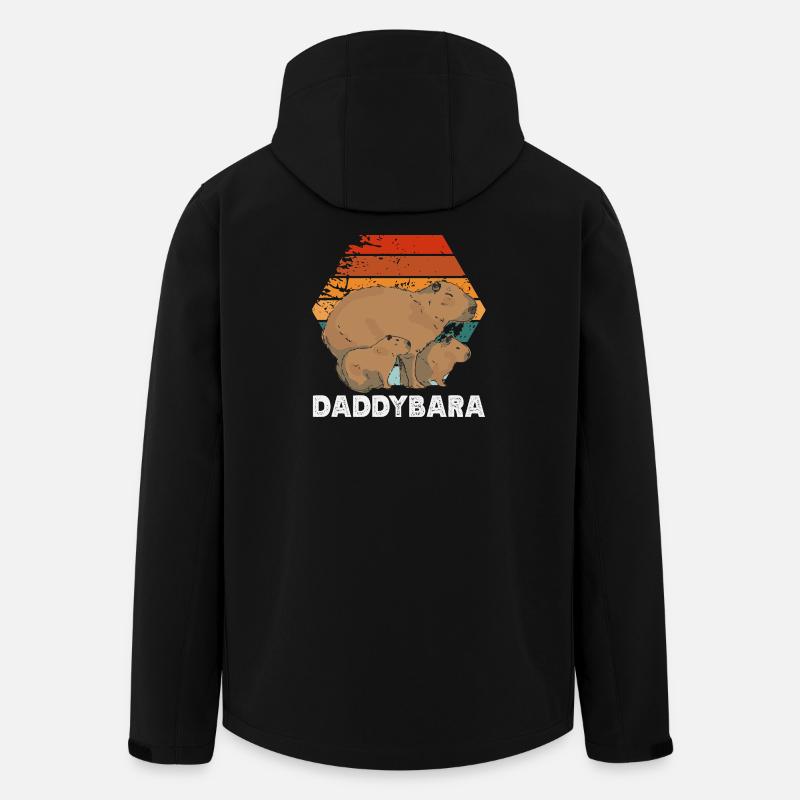Retro Daddy Bara Capybaras Cute Funny Animal - Men’s Recycled Softshell Jacket by Stanley/Stella - black