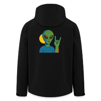 Neon Alien Rock Sign - Men’s Recycled Softshell Jacket by Stanley/Stella - black - Back - AI Model Male 185 light (185cm)